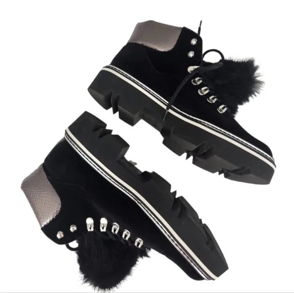 Pollini Velvet Lace Up Booties - Picture 3 of 11